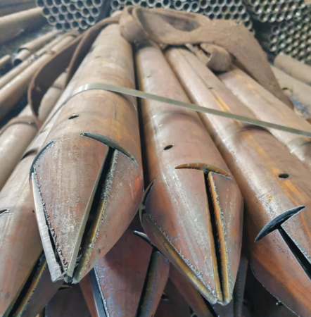 海北出尖打孔加工无缝注浆钢花管注浆管厂家